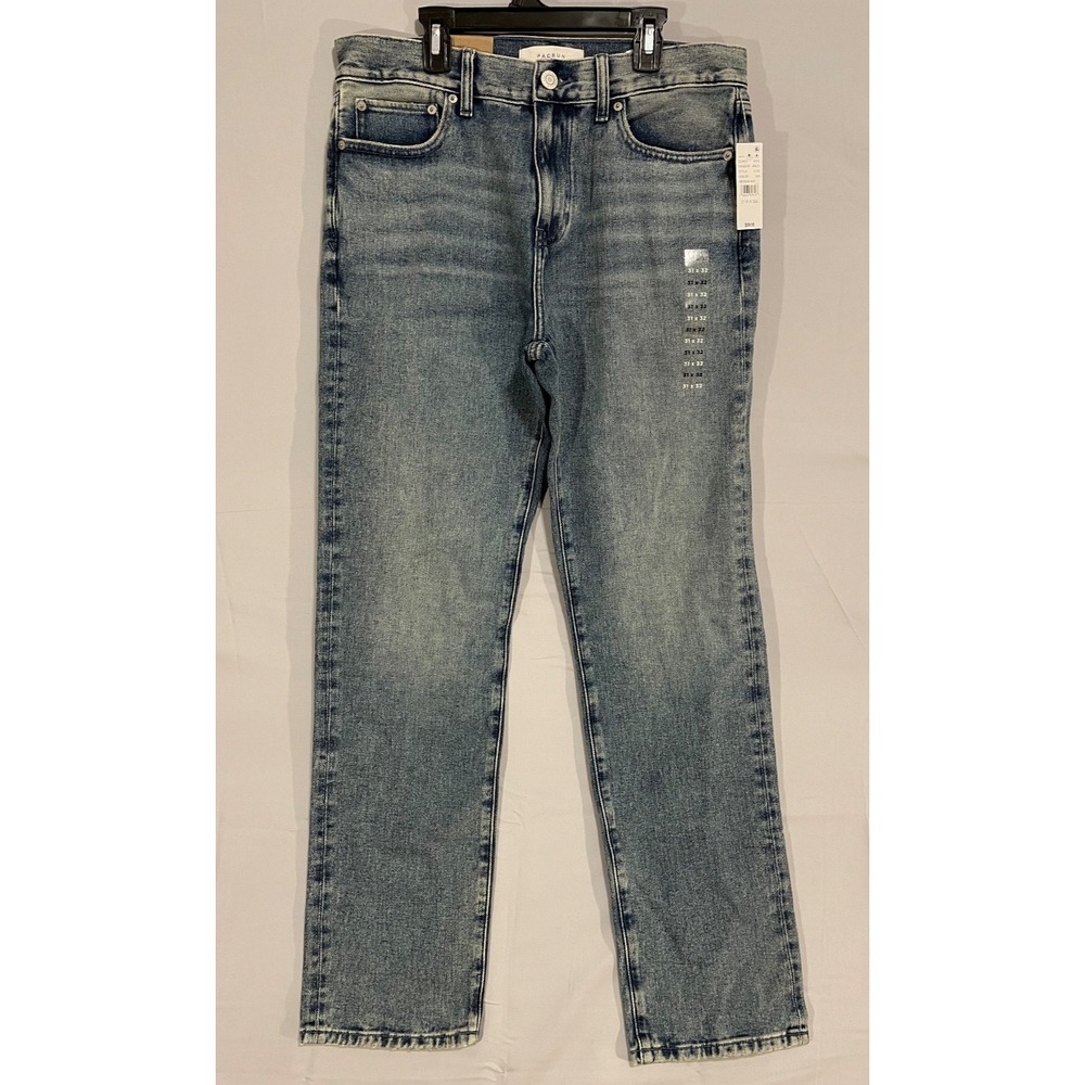 PACSUN MENS JEANS NWT 31X32 STRAIGHT RELAXED LOOSE FIT MID RISE DISTRESSED FADE